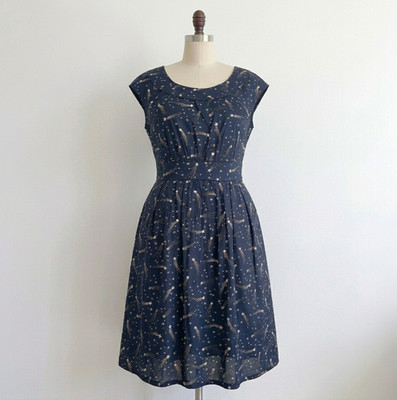 Shooting Stars Dress Navy Blue Galaxy 50s Celestial Witchy Whimsigoth Modcloth