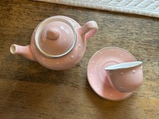 Pottery Barn Ceramic Rose Pink Teapot, Cup And Saucer