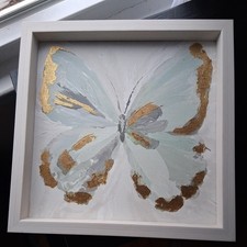 Butterfly Decorative Wall Hanging Art 11x11 Pastels  Gold For Spring  Summer