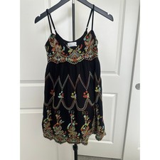 Urban Outfitters Embroidered Boho Babydoll Cami Mini Dress Indie Western