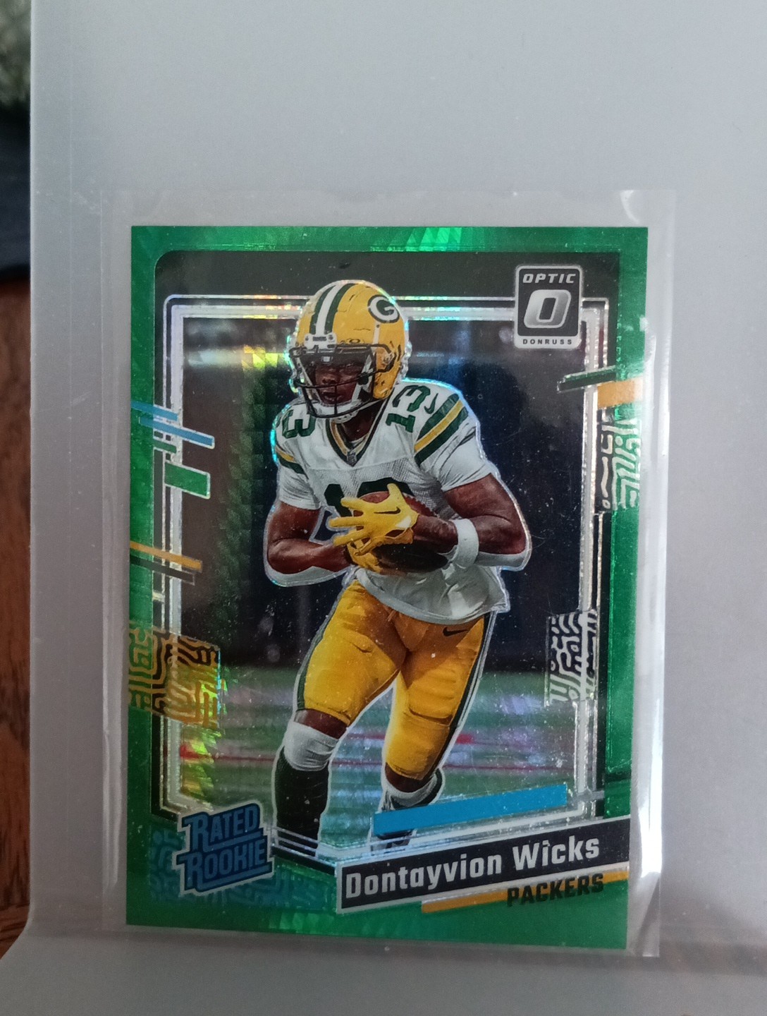 2023 Panini Donruss Optic Rated Rookie Dontayvion Wicks 249 Green Hyper Prizm rc