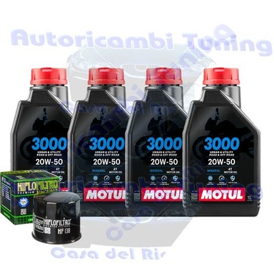 Wartungsset Motul 3000 Öl 20W50 + Filter Für Bimota 750 SB7 1994-1996