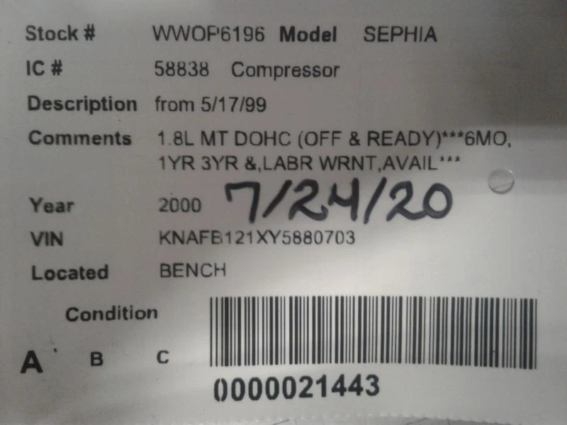 Compresor de aire acondicionado de 17/05/99 compatible con 00 SEPHIA 612549 Foto 4 de 4