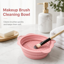 Silicone Makeup Brush Cleaner Bowl | Foldable Cleaning Mat | Pink Blue Purple