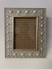 Brushed Gold Tone 5x7 Photo Picture Frame Embossed Floral Rose Vine Pattern