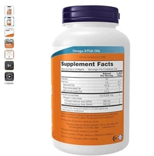 NOW FOODS Omega-3 Molecularly Distilled 200 Fish Softgels