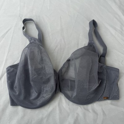 Gossard Glossies Sheer Molded Bra US 36H Unlined Underwired Lingerie Silver 6271