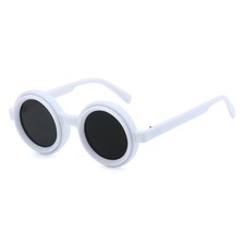 Chic Adjustable Round ND Sunglasses UV400 Protection White FrameChic Adjustable