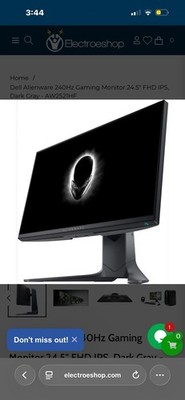 Alienware AW2521HF 24.5'' 240Hz FHD IPS Gaming Monitor Dark Gray USB Hub