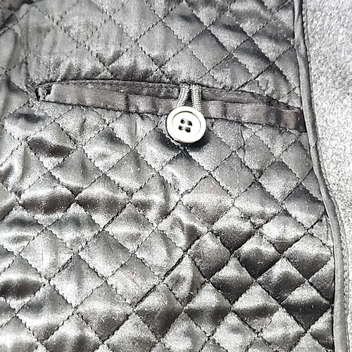 Vtg Wool Car Coat Jacket Men 38R Gray Faux Fur Shawl Collar Quilt Lined 60s - Picture 9 of 12