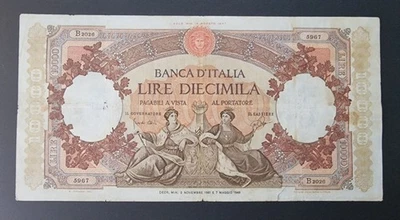 DIECIMILA 10000 LIRE REPUBBLICHE MARINARE REGINE DEL MARE 02/11/1961 ITALIA - Bild 1 von 4