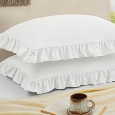 Ruffled Pillow Cases Set of 2 Standard Pillow Standard - 20 x 26 Inch White