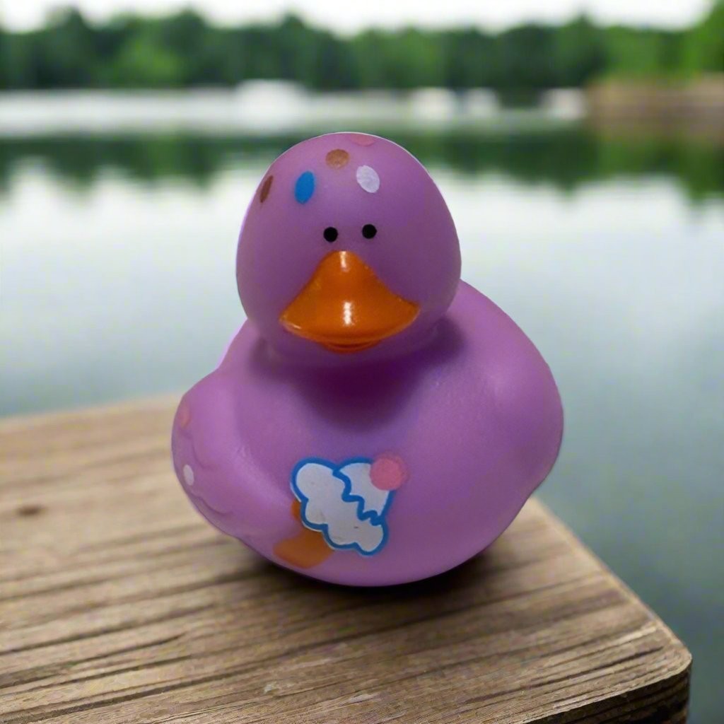 Purple Ice Cream Shaped Rubber Duck Bath Toy