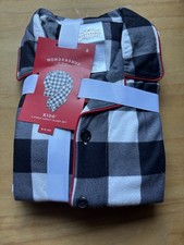 Wondershop Kids Pajama Set Size 8 Buffalo Plaid Black White Christmas NWT