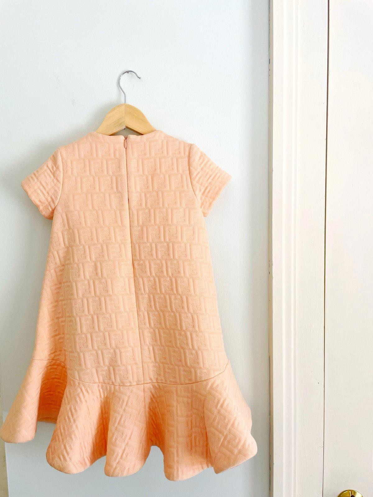 Authentic Fendi Girls Dress Size 6 Blush FF Logo Jacquard Luxury Designer thumbnail 2