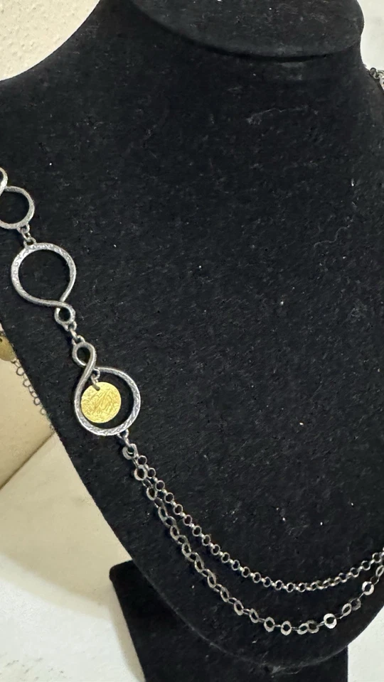 Collar Silpada N2150 plata de ley oxidada con discos de latón 38" Foto 3 de 4