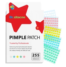255 Count Star Pimple Patches for Face - Hydrocolloid Acne - 5 Colors & 5 Sizes
