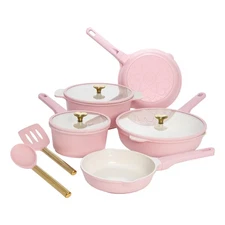Ceramic Nonstick Cookware Set, Cast Aluminum with Dual Layer Nonstick Coating...