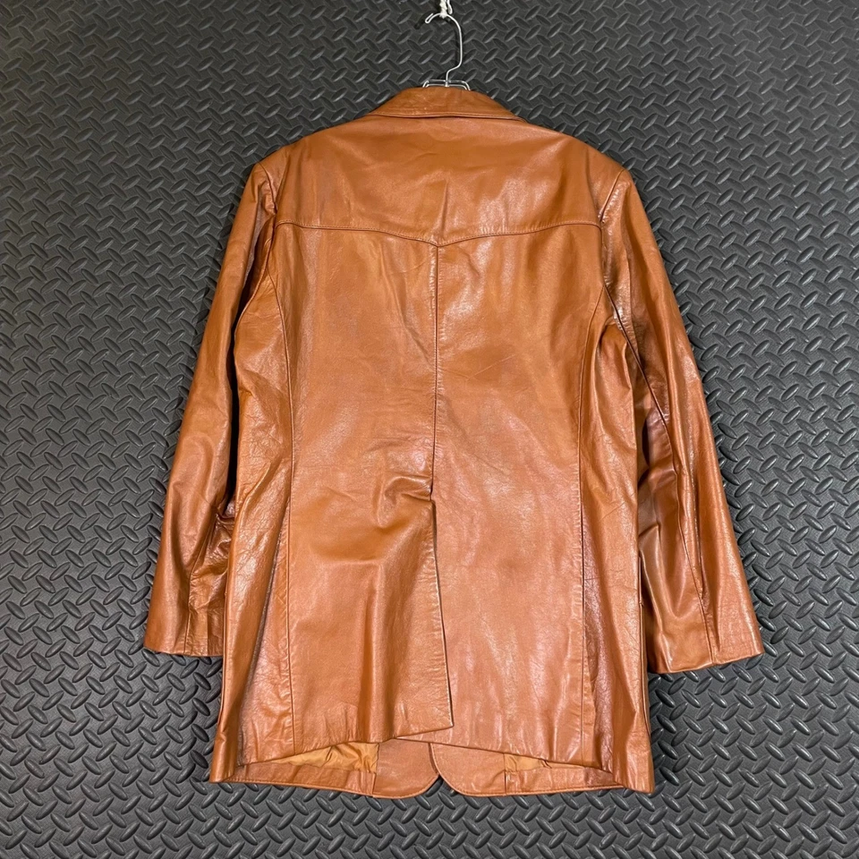 Berman's Brown Button Up Leather Blazer Jacket Women's Size 42 - Image 2 of 4