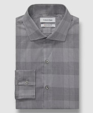 79 Calvin Klein Men X Extra Slim-Fit Gray Black Wrinkle-Free Dress Shirt Size M