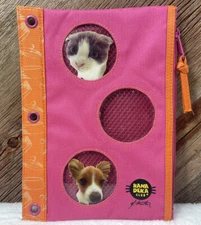 HANA DEKA CLUB Zippered Pencil Pouch Case 3 Ring Binder Rivets Pink Orange