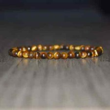 4MM Genuine Tiger's Eye Gemstone Beads Healing Protection Women Men Bracelet