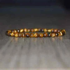 4MM Genuine Tiger's Eye Gemstone Beads Healing Protection Women Men Bracelet