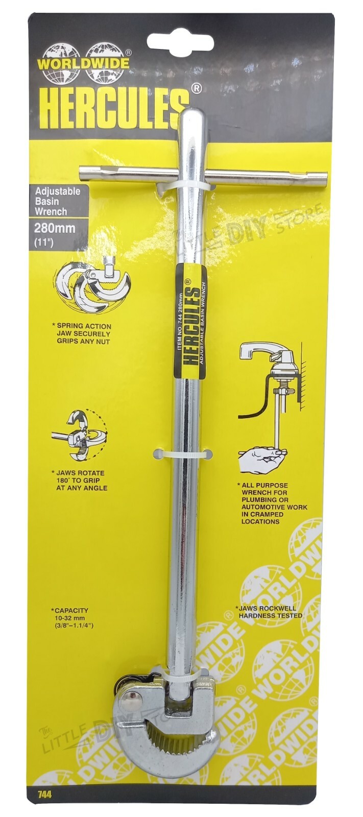 Adjustable Basin Wrench Sink Plumbing Spanner Tool Worldwide 744 11"" 280mm