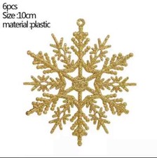 6pcs Snowflake Glitter Christmas Tree Hanging Decorations 10cm Plastic Ornaments