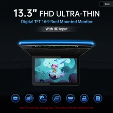 13.3'' Car Flip Down 1080P Full HD Large Screen Roof Monitor Mount HDMI/USB/SD
