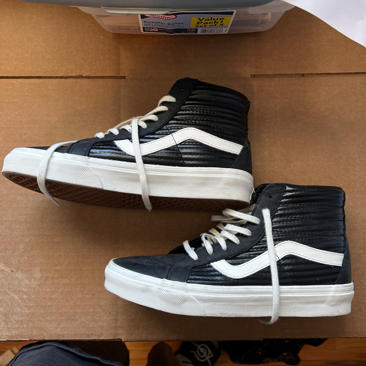 VANS Off The Wall High Top Skater Sneakers Unisex Size W 7 M 5.5 Black White‎ Vans Off The Wall High Top Skateboard Sneakers Black White  main image 4