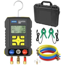 Digital HVAC Manifold Gauge A/C Refrigeration Vacuum Pressure Temperature Tester