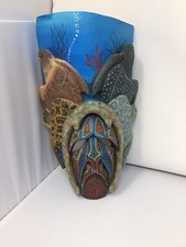 Vintage Folk Art Wood Carve Mask Turtles