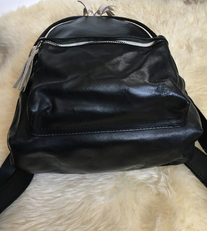 brandy melville black leather zip backpack Brandy Melville Black Leather Mini Backpack Purse Bag
