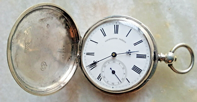 HUNTER COURVOISIER FRERES SILVER WINDING POCKET WATCH PORCELAIN