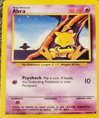 Abra 1995 pokemon card | eBay