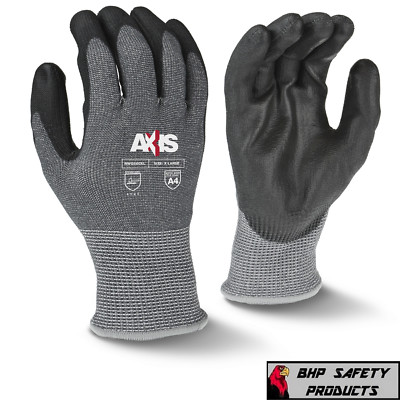 ANSI A4 CUT RESISTANT WORK GLOVE, BLACK POLYURETHANE COATED PALM, 13 GAUGE SHELL