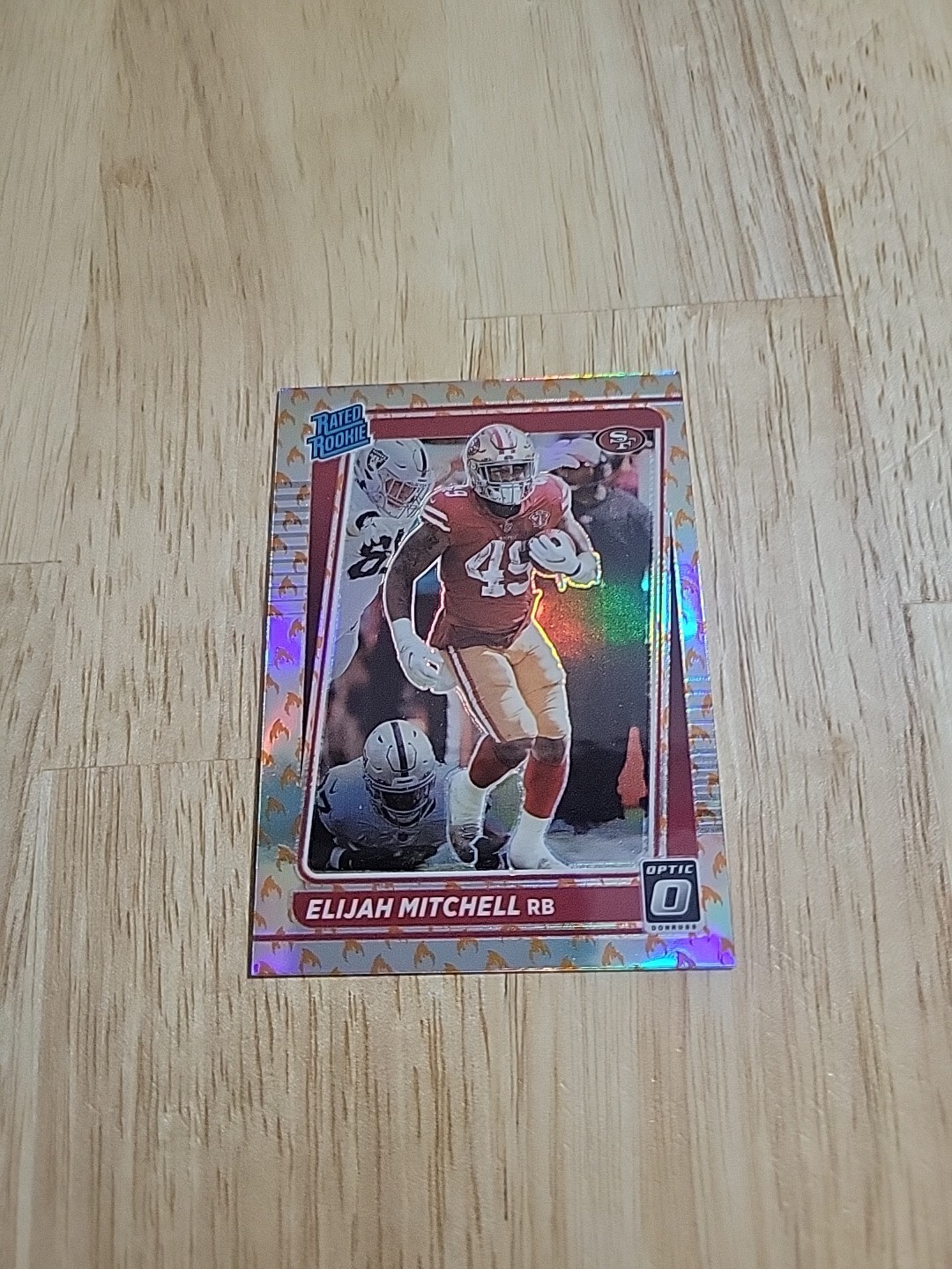 2021 Donruss Optic ELIJAH MITCHELL Fire Emoji Prizm #291 Rated Rookie 49ers SSP