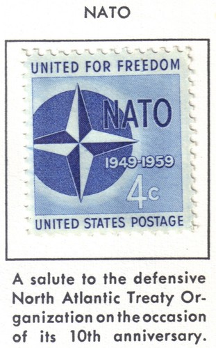US 1959 North Atlantic Treaty Organization NATO Stamp, New, Hinged