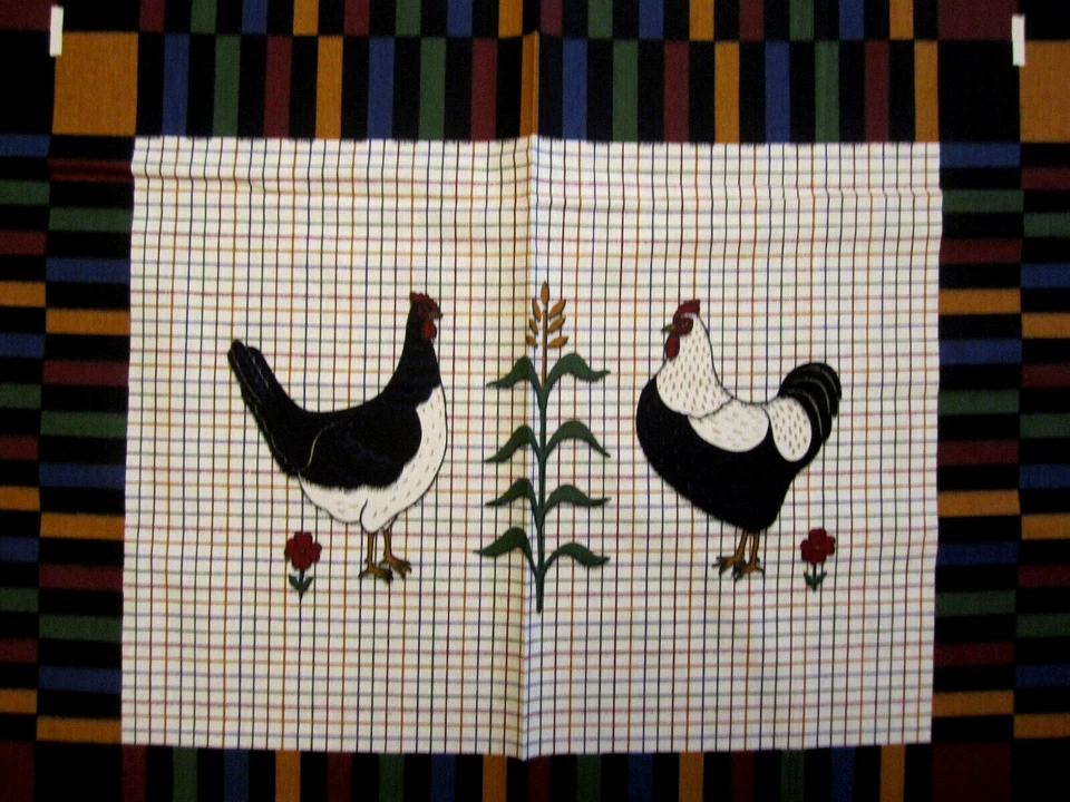 Panel de tela pollo gallo bloques manteles individuales algodón 6 bloques 12x16 Foto 2 de 4