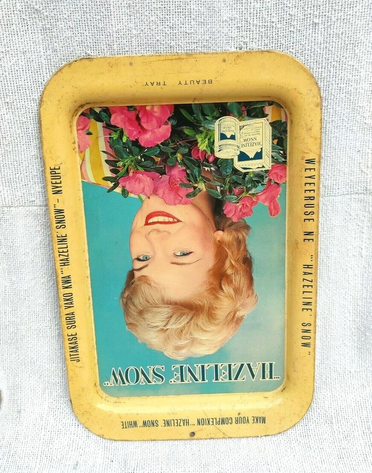 1940s Vintage Hazeline Snow Advertising Litho Tin Beauty Tray England Rare T910 - Image 2 of 4