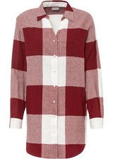 Flanellbluse m graphischem Muster Gr. 40 Kastanienrot Cremeweiss Damen Bluse Neu