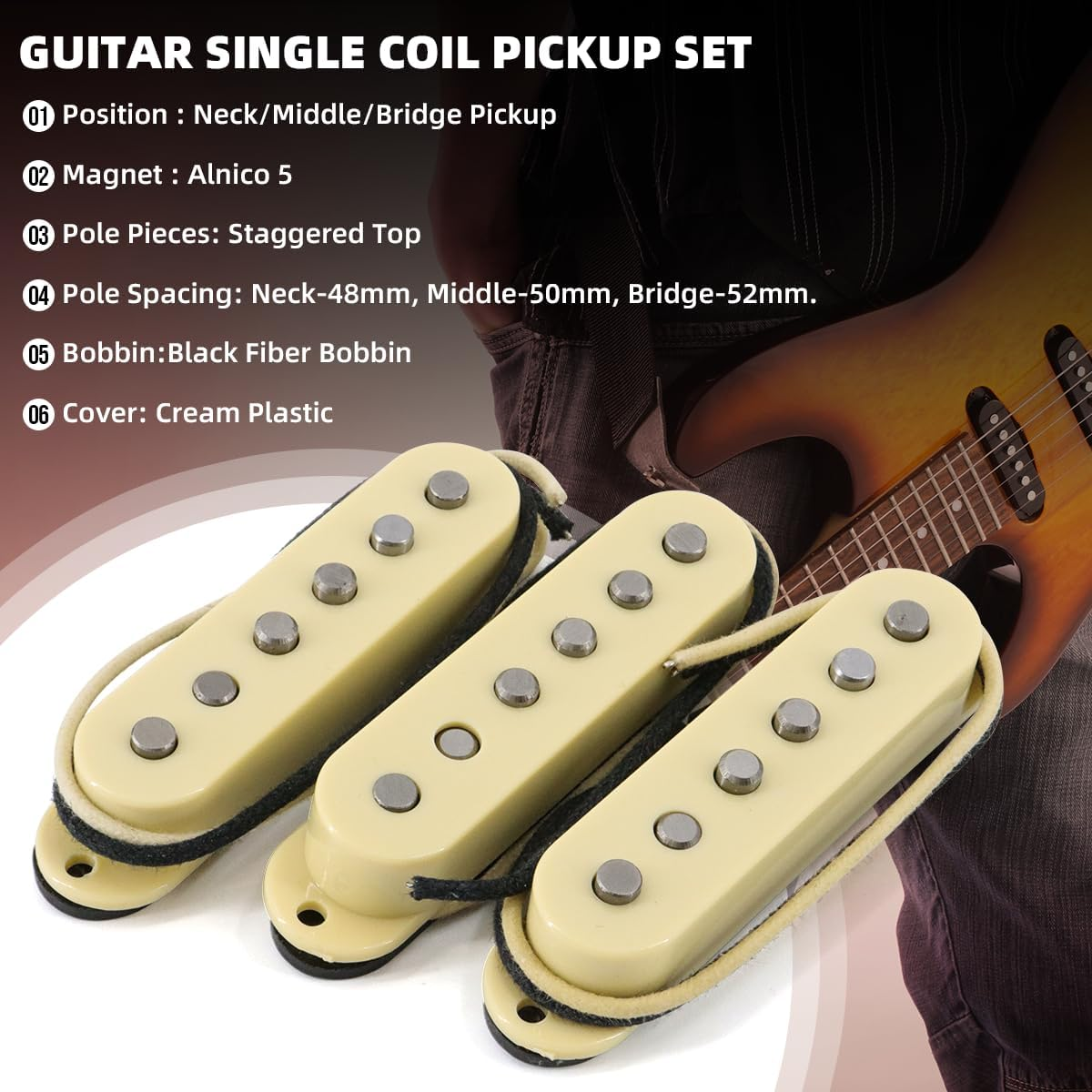 Single Coil Pickup Alnico 5 Neck/Middle/Bridge Pickups for Strat