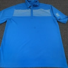 Vtg Nike Golf Polo Mens Size M Blue Polyester Shirt 3 Stripes TPC Louisiana