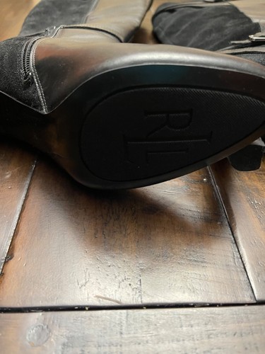 Ralph Lauren Ebony Black Almond leather and suede tall shaft boot. Gentle worn. - Picture 4 of 24