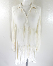 Free People Women's Medium Dress Tiered Babydoll Long Sleeve Open Back GUC