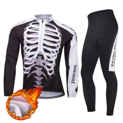 ZEROBIKE Herren Radfahren Fahrradtrikot Thermo Fleece Jacke Fahrradhose Radhosen Langarm