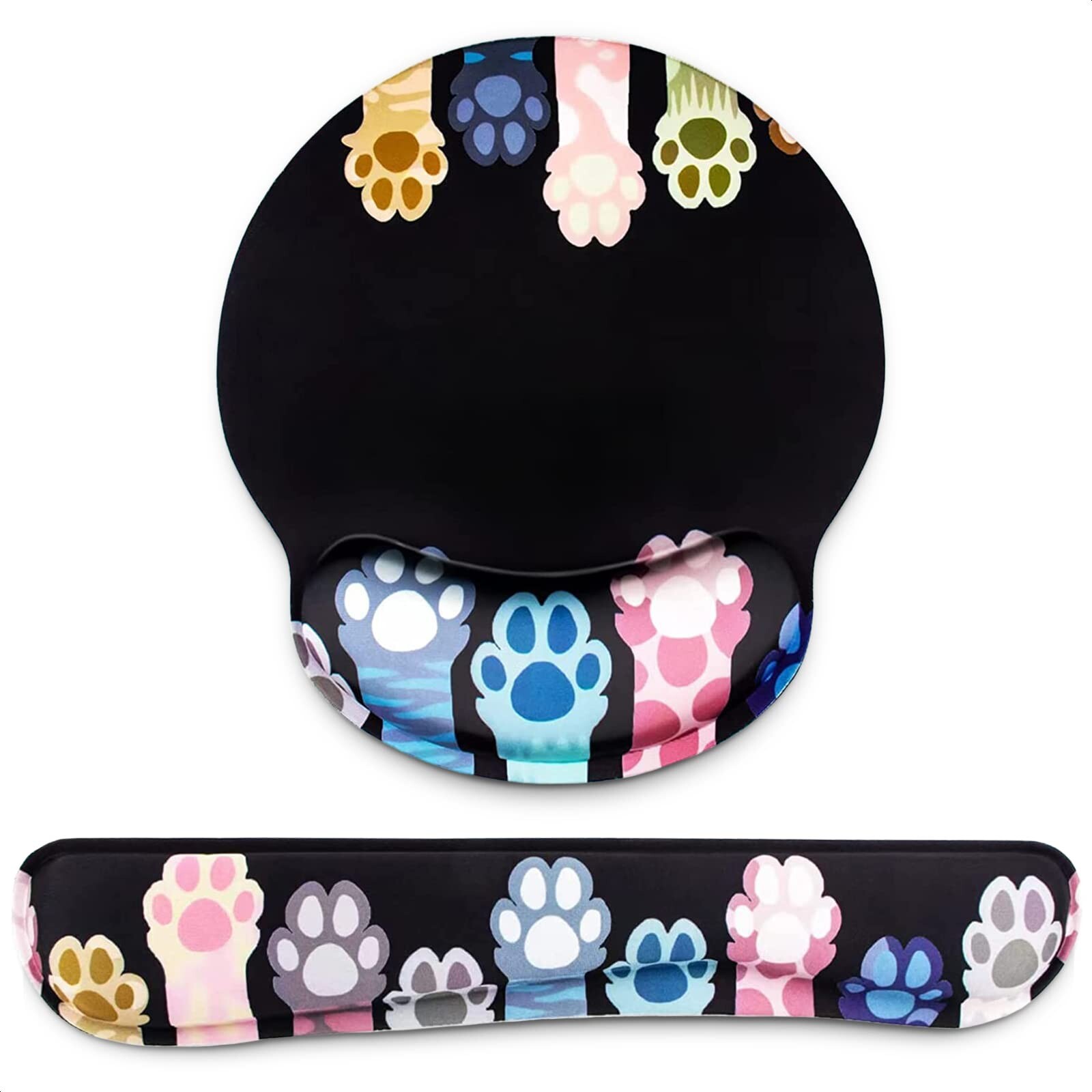 Mouse Pad with Wrist Support - Black Keyboard Wrist Rest for Computer Keyboar...-image