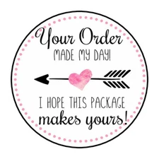 30 1.5" THANK YOU HEART MADE MY DAY FAVOR LABELS ROUND STICKERS ENVELOPE SEALS
