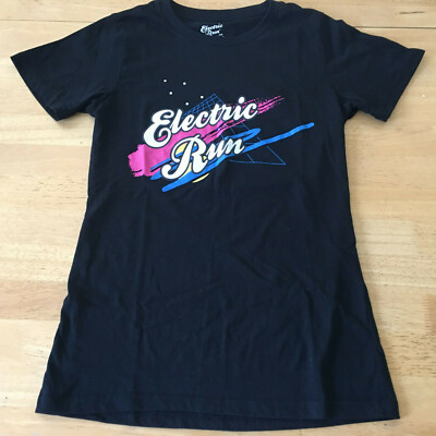 Vintage ELECTRIC RUN DESIGNED by NEFF Black Graphics Tshirt - Ladies Jrs L